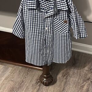 American Hawk Kids Gingham Button Down Shirt - Navy and White